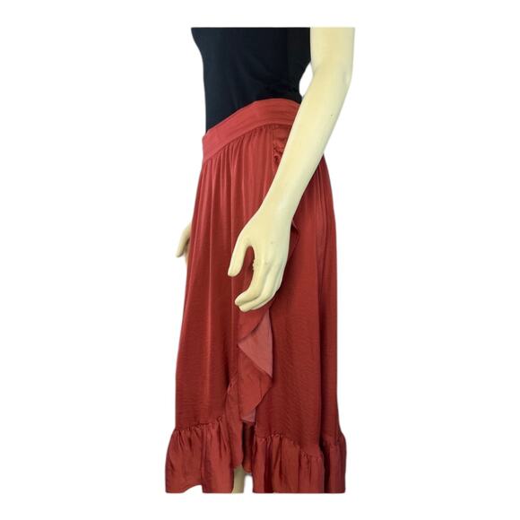 Elle Asymmetrical wrap effect ruffled midi skirt size medium - Picture 6 of 13